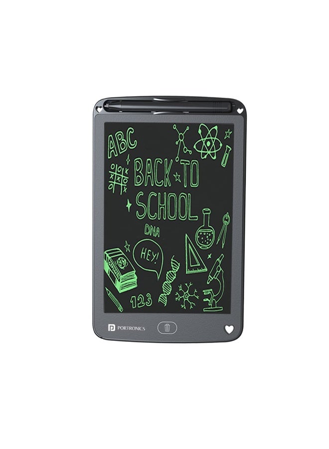 Portronics Ruffpad 12E Re-Writable LCD Writing Pad with 30.4cm (12 inch) Writing Area, India's First Notepad to Save and Share Your Child's First creatives via Ruffpad app on Your Smartphone(Black) - Image 1
